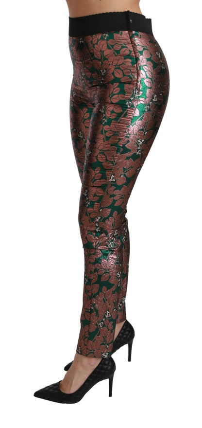 Dolce & Gabbana Elegant Bronze Leaf Metallic Trousers