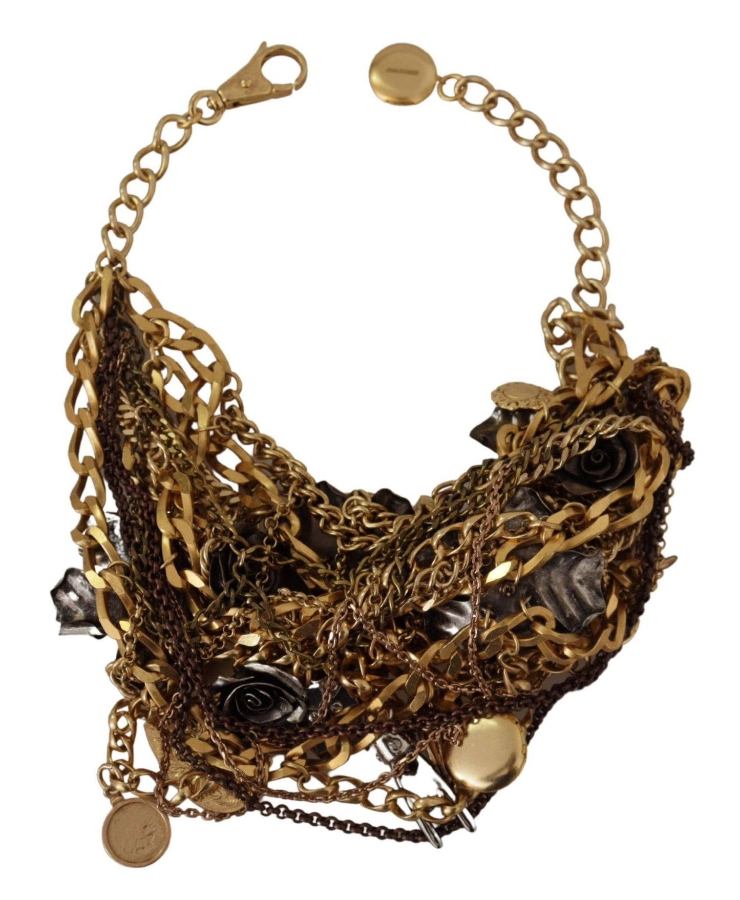 Dolce & Gabbana Gold Brass Sicily Charm Heart Statement Necklace