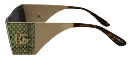 Dolce & Gabbana Gold Metal Rectangle Shades DG2263 Sunglasses