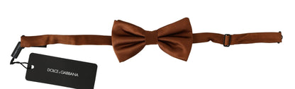 Dolce & Gabbana Elegant Silk Bow Tie in Bronze Elegance
