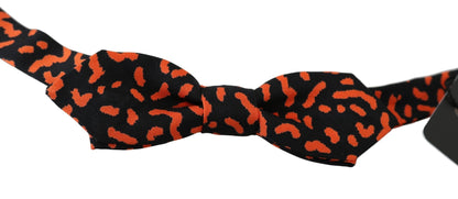 Dolce & Gabbana Elegant Silk Tied Bow Tie in Orange Black