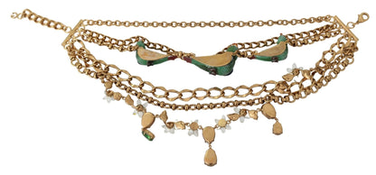 Dolce & Gabbana Exquisite Crystal and Brass Necklace