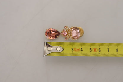 Dolce & Gabbana Gold Tone Brass Crystal Jewelry Dangling Pin Brooch