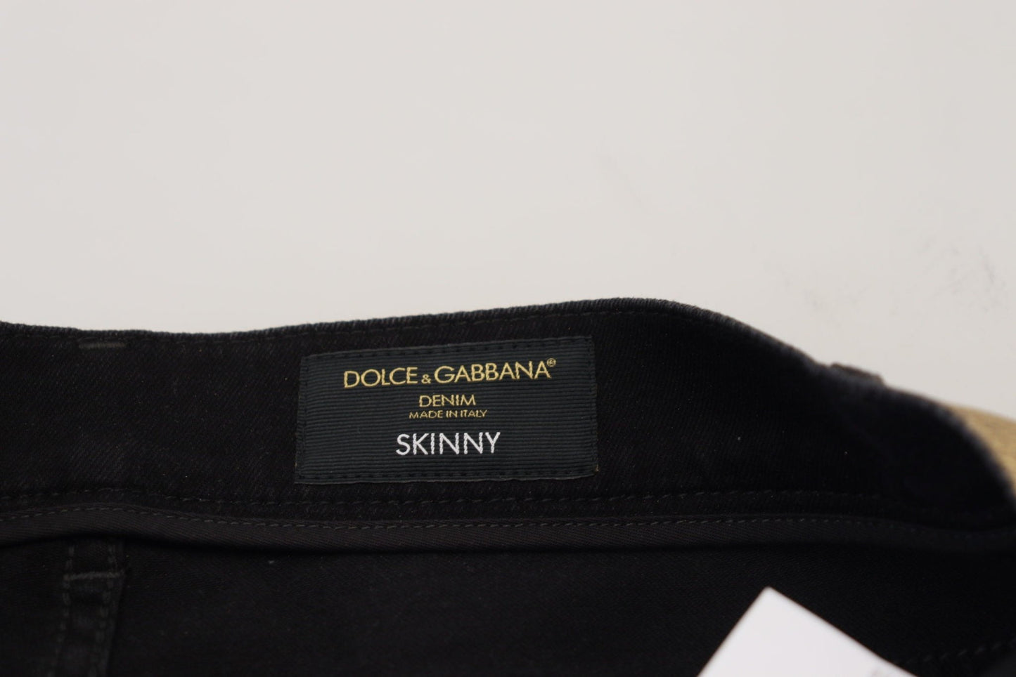 Dolce & Gabbana Gold Cotton Tattered Skinny Men Denim Jeans