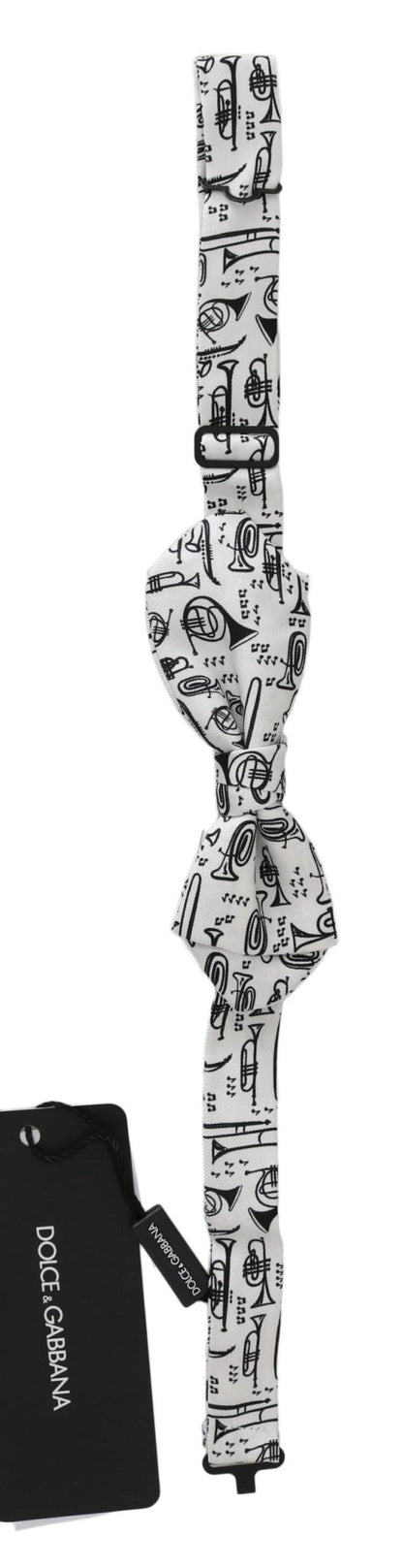 Dolce & Gabbana Elegant White Silk Bow Tie for Sophisticated Evenings
