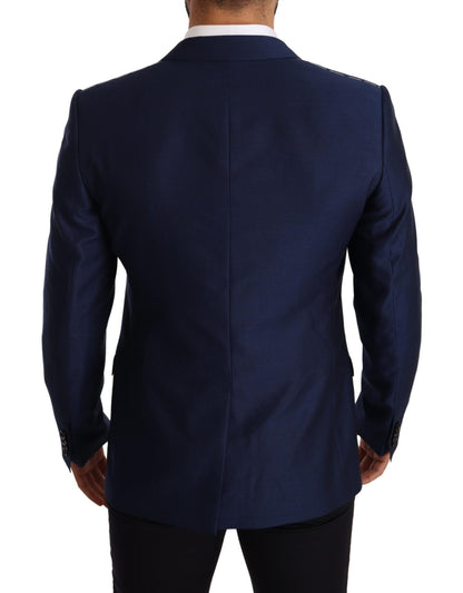 Dolce & Gabbana Blue Wool Slim Fit Coat MARTINI Blazer