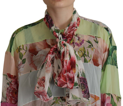 Dolce & Gabbana Elegant Floral Patchwork Silk Blouse