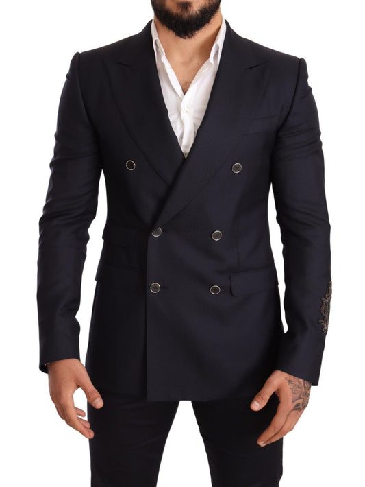 Dolce & Gabbana Elegant Navy Cashmere Silk Blend Blazer