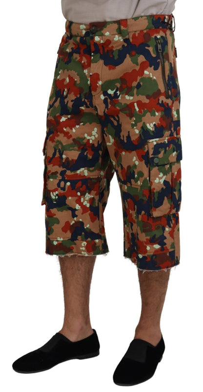 Dolce & Gabbana Multicolor Cotton Camouflaged Cargo Shorts