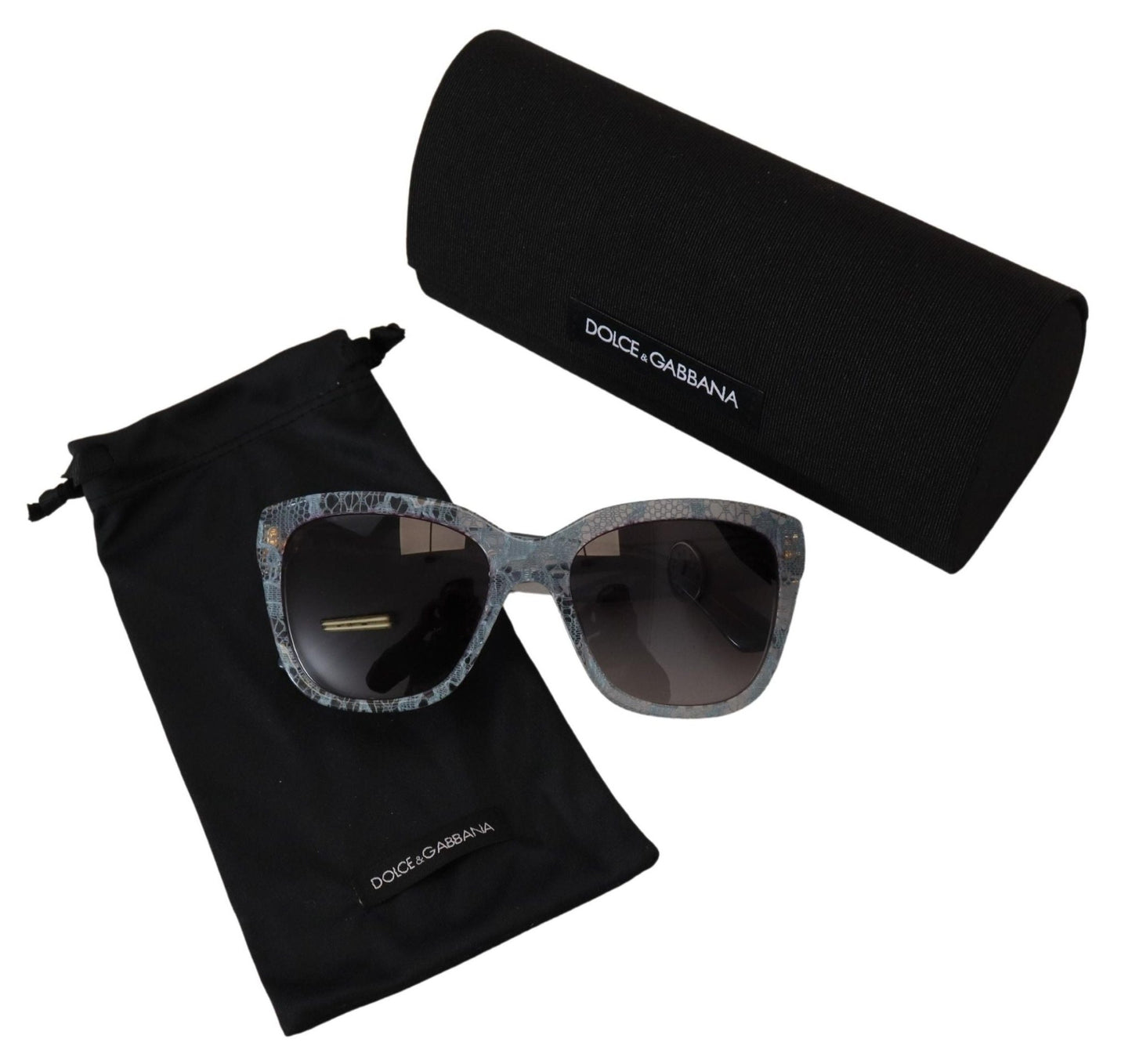 Dolce & Gabbana Blue Lace Acetate Rectangle Shades DG4226 Sunglasses