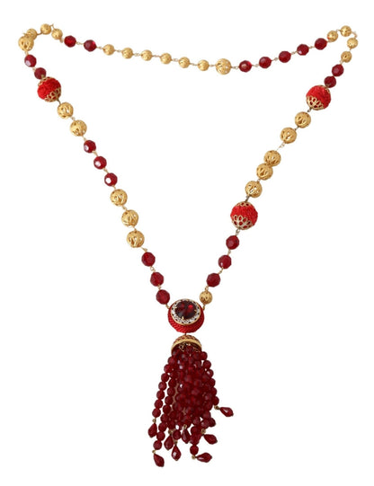 Dolce & Gabbana Elegant Red Crystal Gold-Plated Necklace