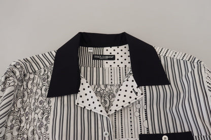 Dolce & Gabbana White Black Patterned Button Down Shirt