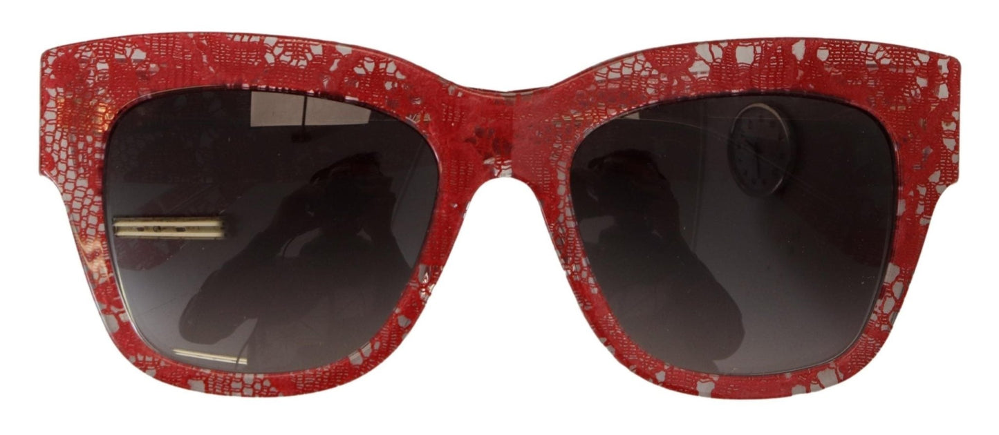 Dolce & Gabbana Red Lace Acetate Rectangle Shades DG4231 Sunglasses