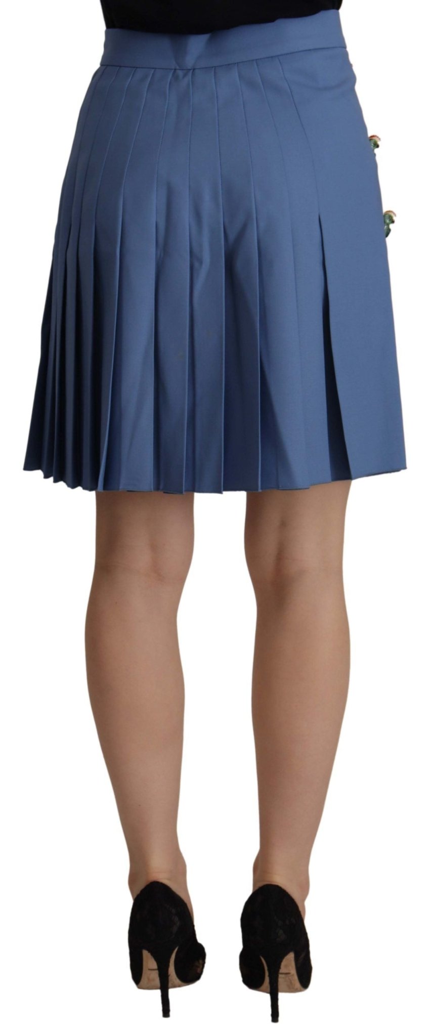 Dolce & Gabbana Elegant Pleated A-Line Mini Skirt with Bird Appliques