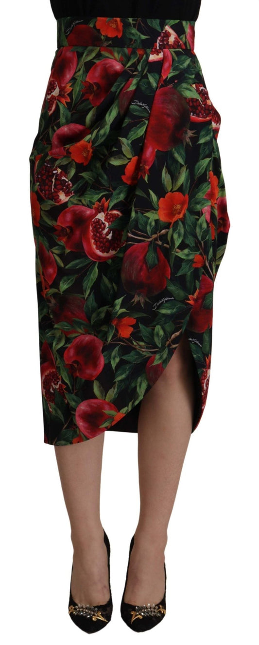 Dolce & Gabbana Chic Midi Wrap Skirt with Fruit Motif