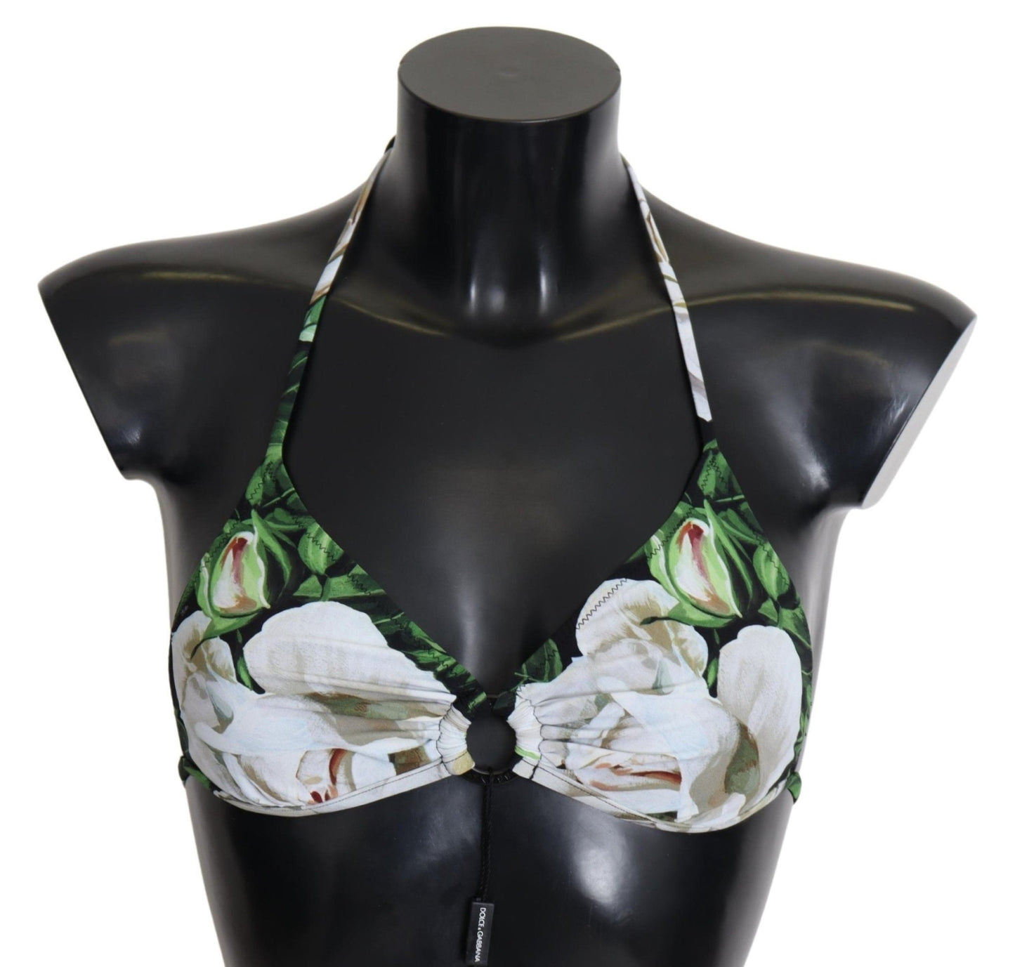 Dolce & Gabbana Floral Print Bikini Top with Logo Clasp