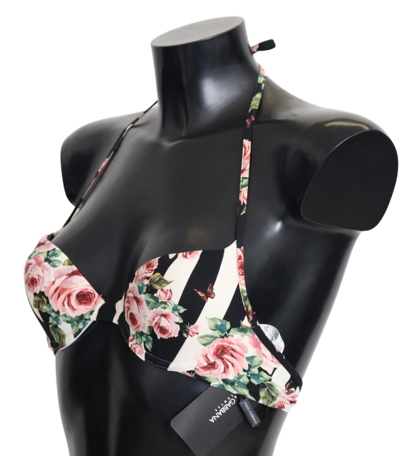 Dolce & Gabbana Elegant Rose Print Bikini Top