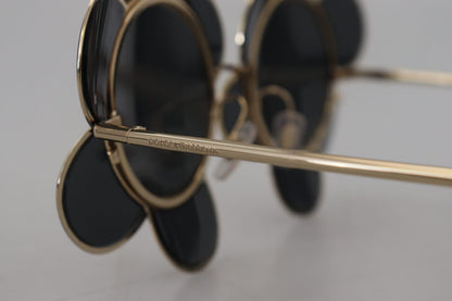 Dolce & Gabbana Chic Floral-Formed Black and Gold Sunglasses