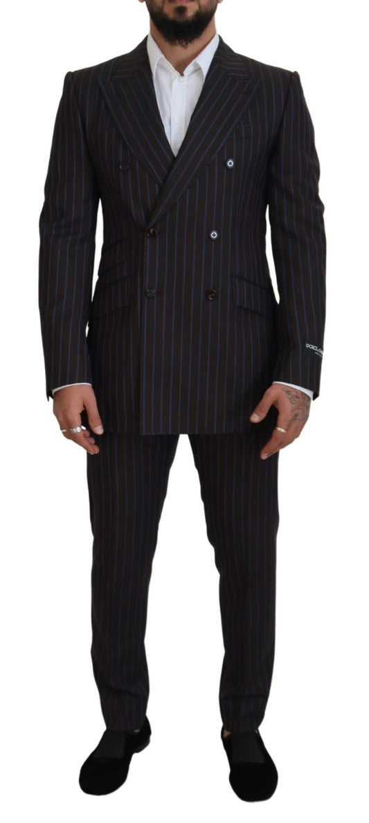 Dolce & Gabbana Elegant Black Striped Virgin Wool Suit
