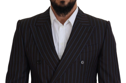 Dolce & Gabbana Black Striped Wool Formal 2 Piece Suit