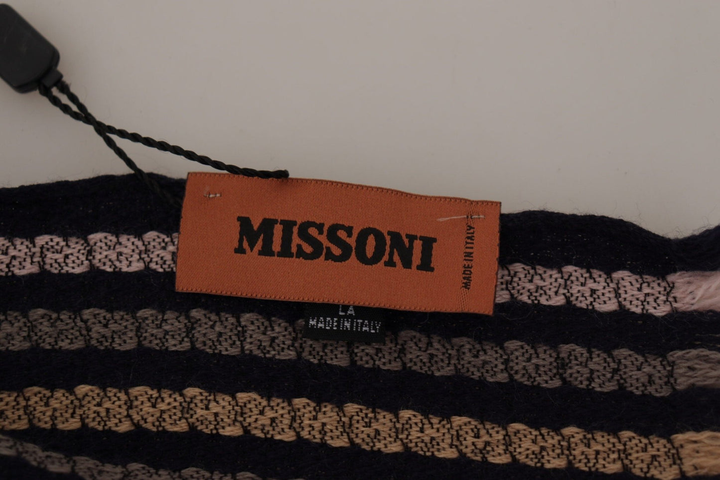 Missoni Multicolor Stripes Wool Knit Fringe Shawl Scarf