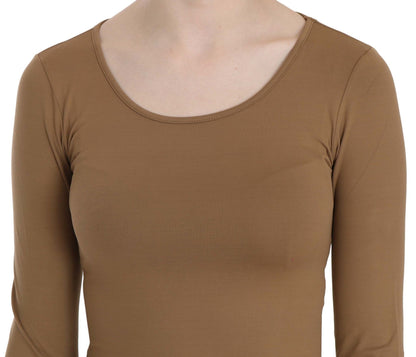 GF Ferre Elegant Brown Fitted Blouse for Sophisticated Evenings