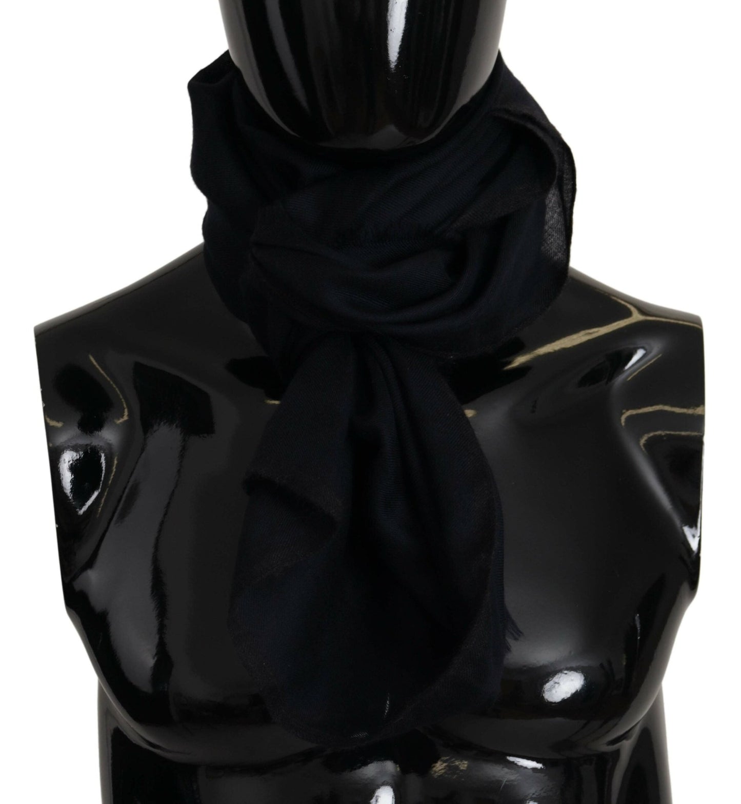 Dolce & Gabbana Black Neck Wrap Fringe Shawl Scarf