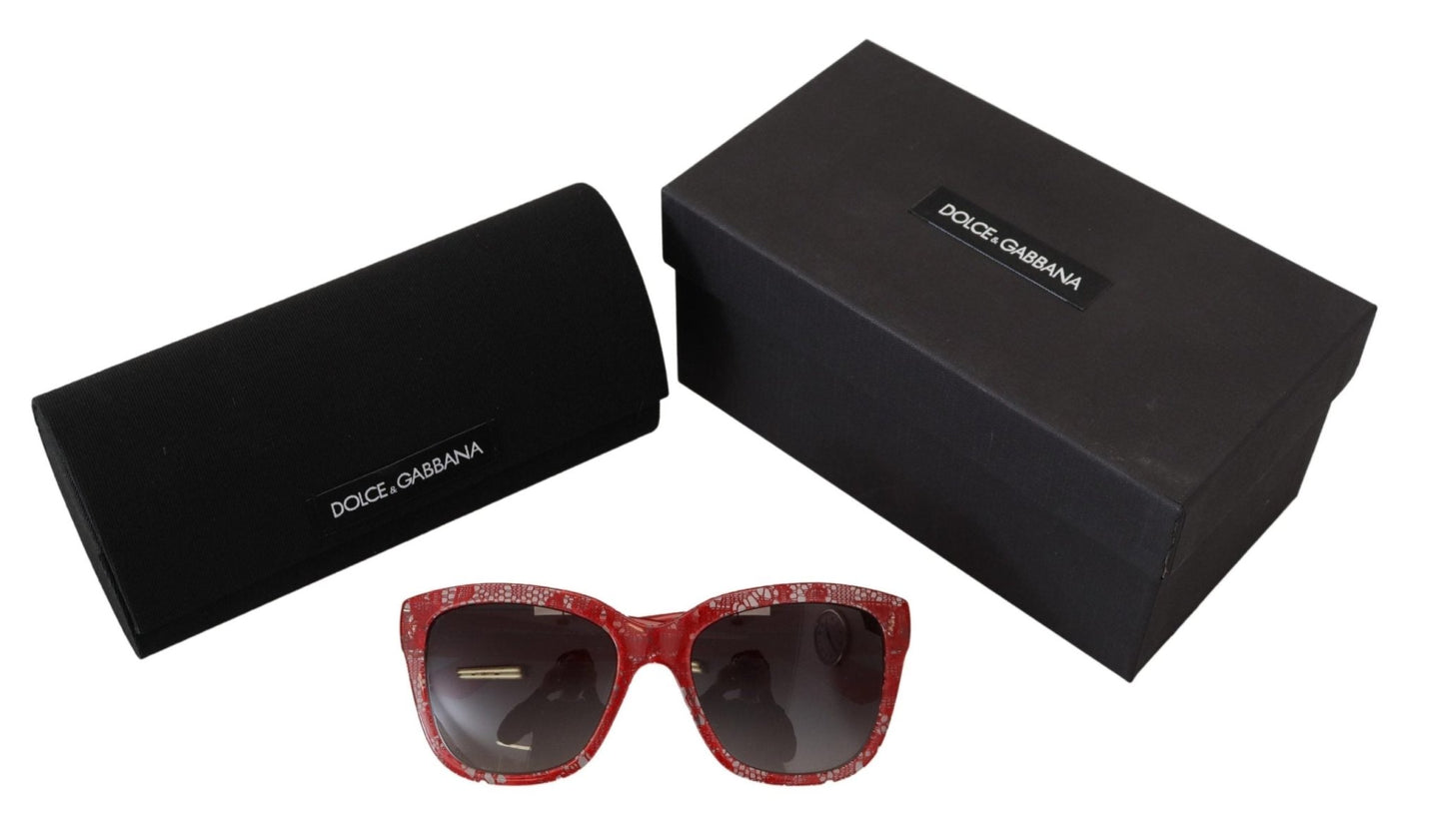 Dolce & Gabbana Red Lace Acetate Rectangle Shades DG422A Sunglasses