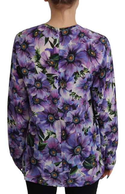 Dolce & Gabbana Elegant Floral Silk Long Sleeve Blouse