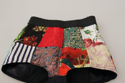 Dolce & Gabbana Multicolor Patchwork High Waist Hot Pants
