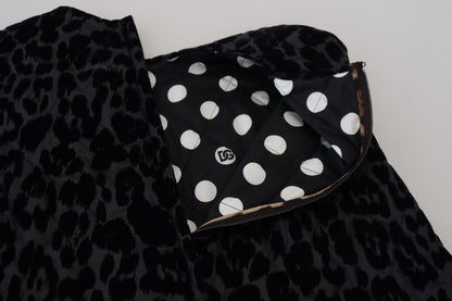 Dolce & Gabbana Black Leopard Shift Mini Polyester Dress