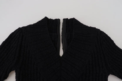 Dolce & Gabbana Black Wool Knitted Sheath Sweater Dress