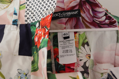 Dolce & Gabbana Multicolor Patchwork High Waist Cotton Shorts