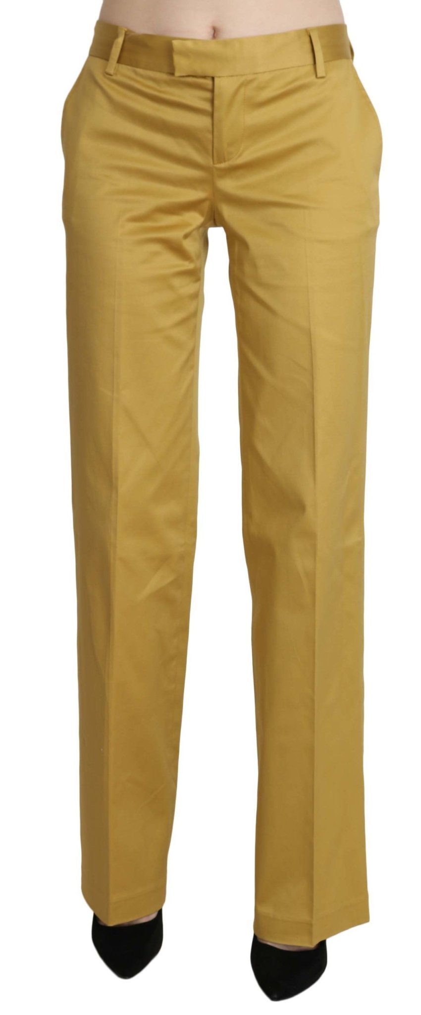 Just Cavalli Mustard Yellow Straight Formal Trousers Pants