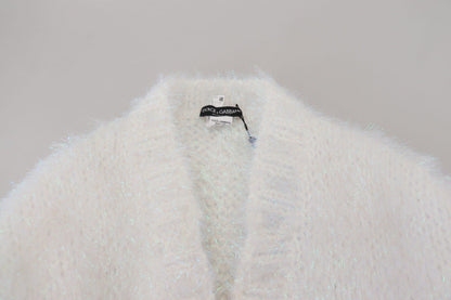 Dolce & Gabbana White Long Sleeves Fringes Cardigan Jacket