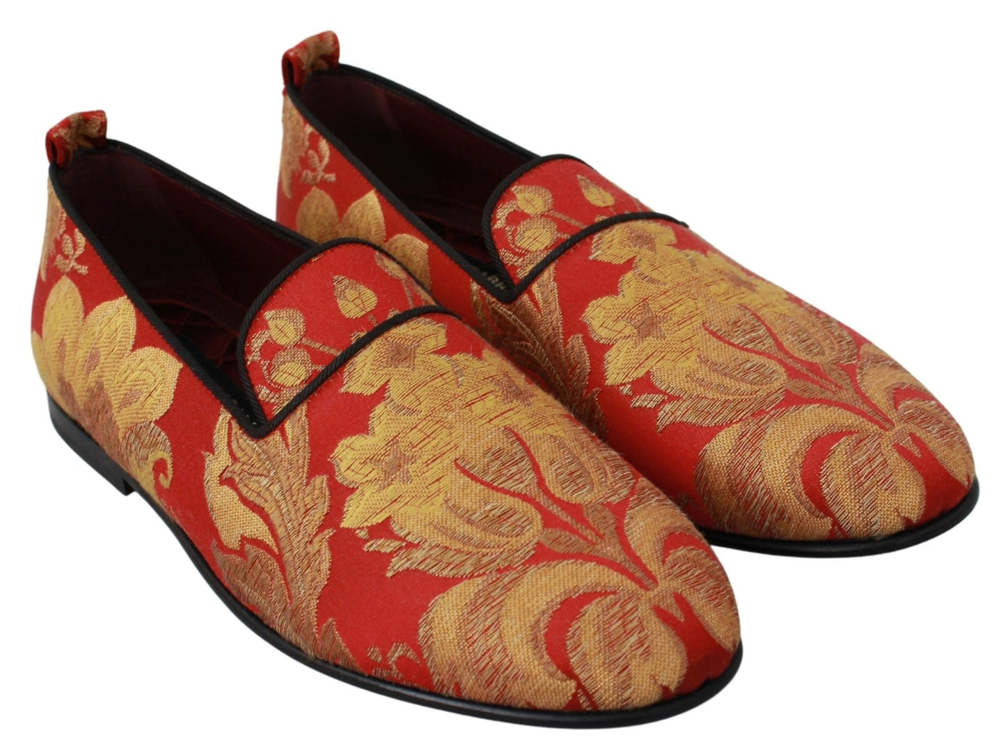 Dolce & Gabbana Rose Gold Brocade Loafers Slide Flats