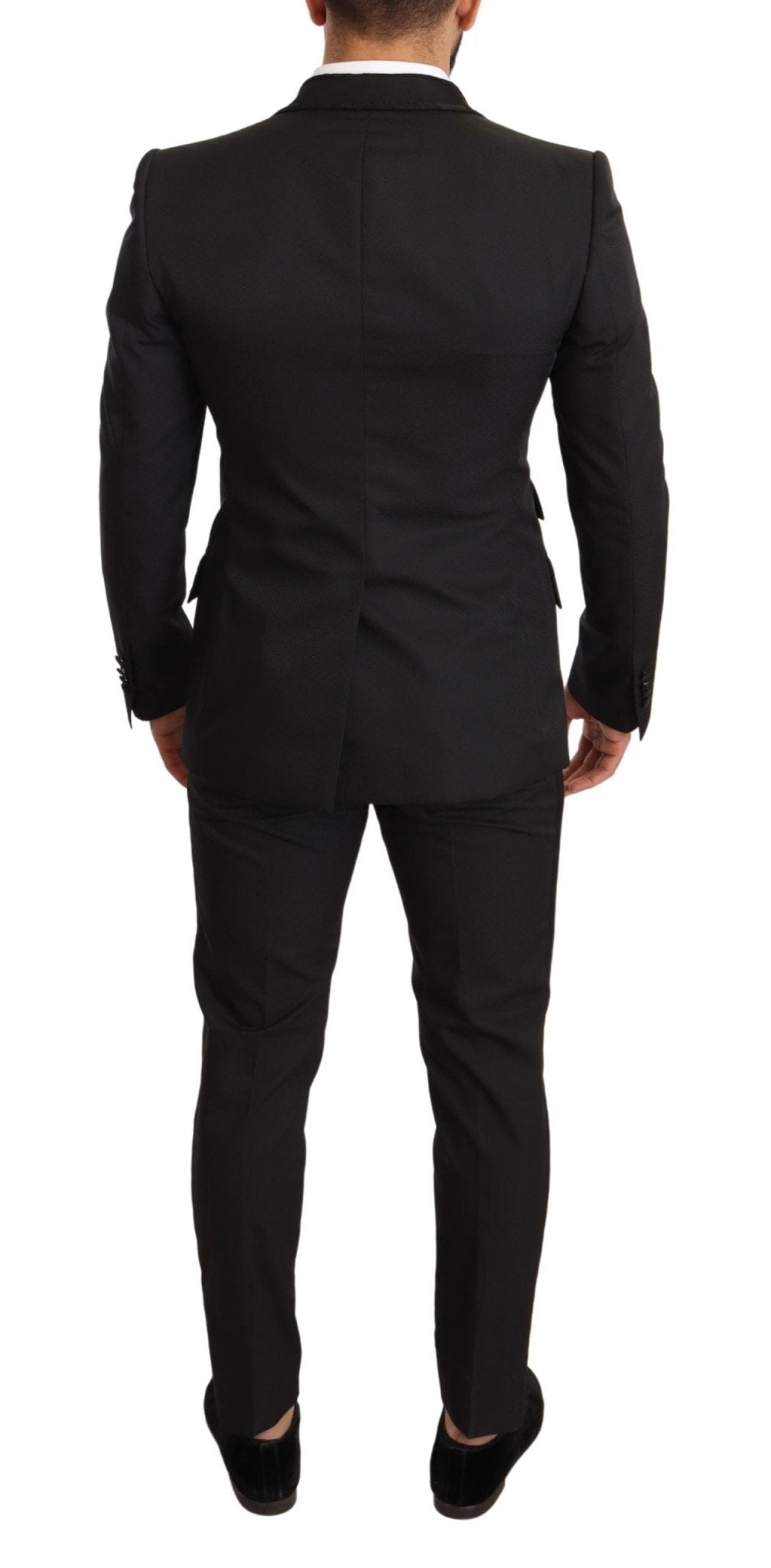 Dolce & Gabbana Elegant Black Floral Brocade Suit