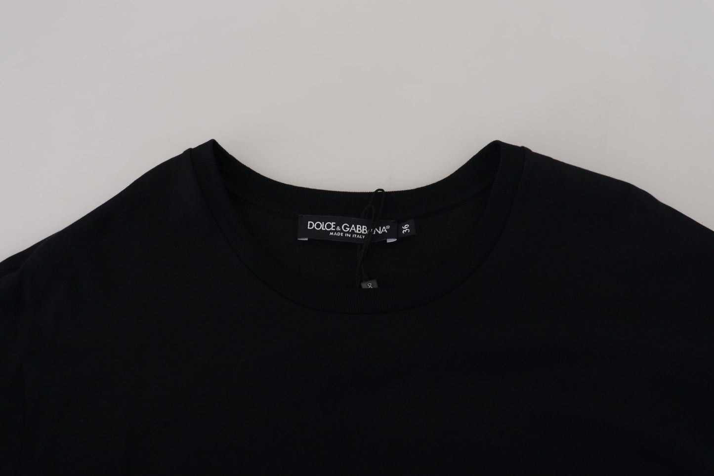 Dolce & Gabbana Black T-shirt Blouse Tassle Cotton Blouse