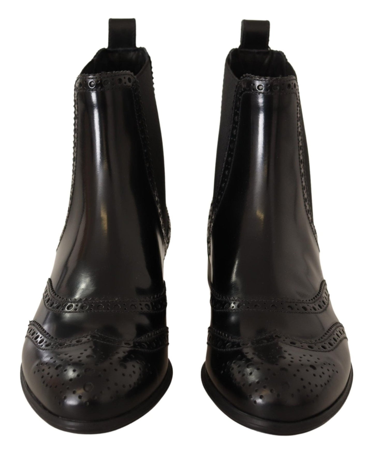 Dolce & Gabbana Elegant Black Ankle Wingtip Oxford Boots