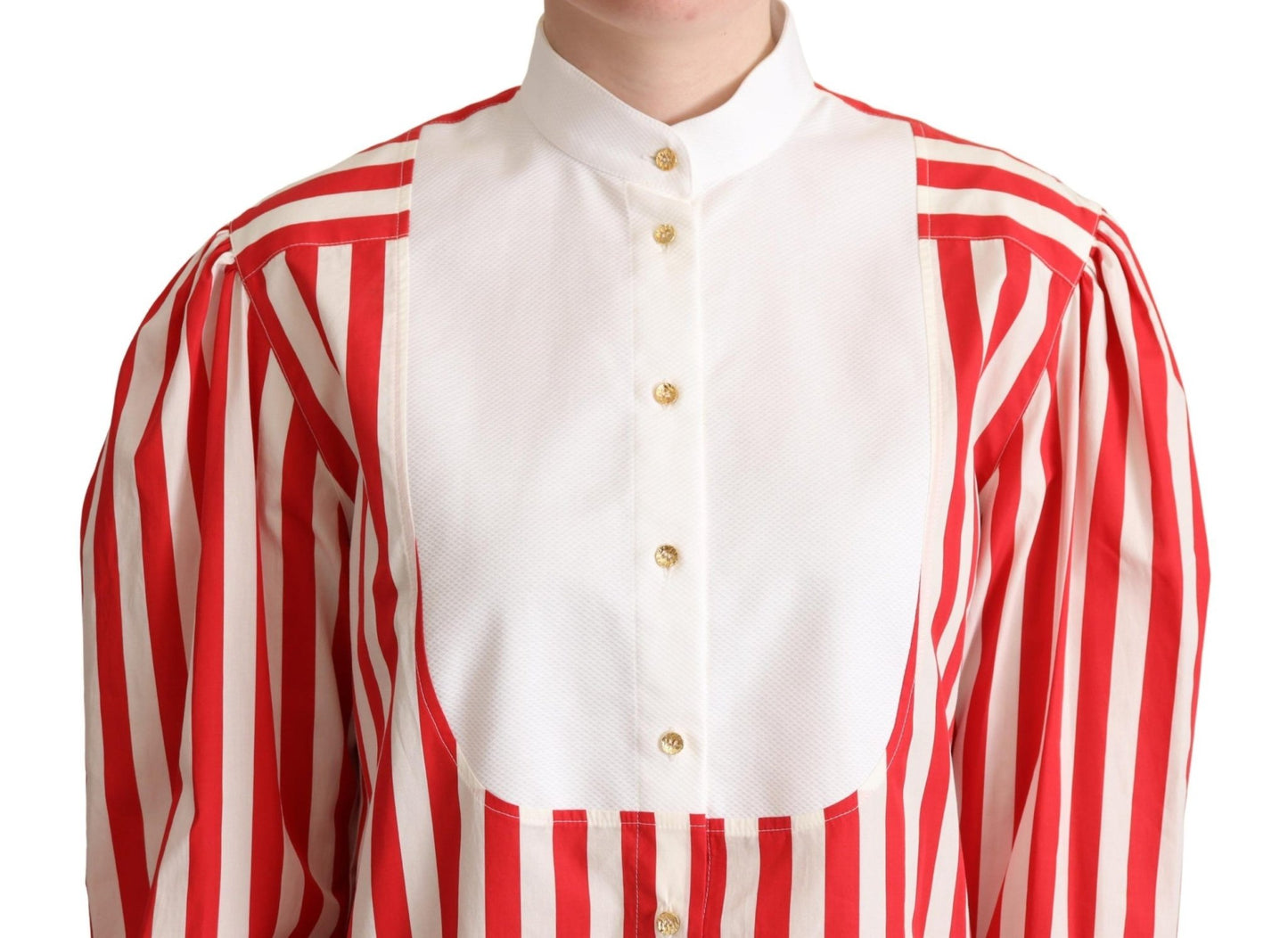 Dolce & Gabbana Elegant Red and White Stripe Cotton Polo Top