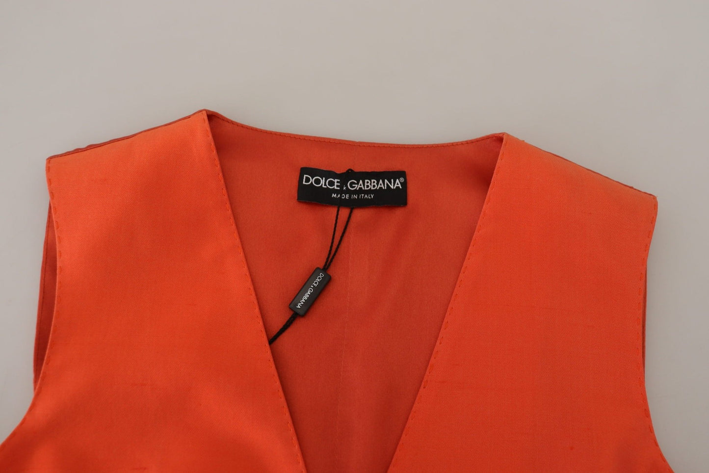 Dolce & Gabbana Orange Sleeveless Waistcoat Cropped Vest Top