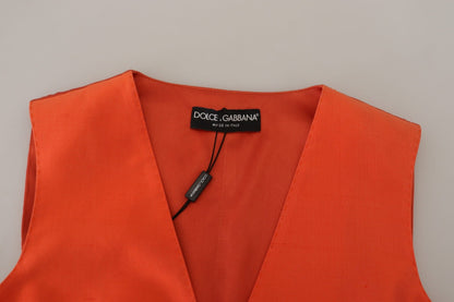 Dolce & Gabbana Elegant Orange Silk Waistcoat