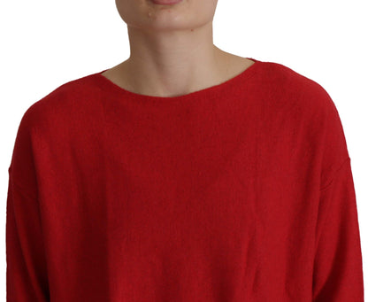 Dolce & Gabbana Red Wool Knit Round Neck Pullover Sweater