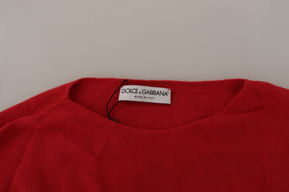 Dolce & Gabbana Red Wool Knit Round Neck Pullover Sweater
