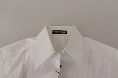 Dolce & Gabbana Elegant Sleeveless Tuxedo Blouse with Crystal Buttons