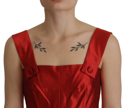 Dolce & Gabbana Red A-line Pleated Satin Silk Dress