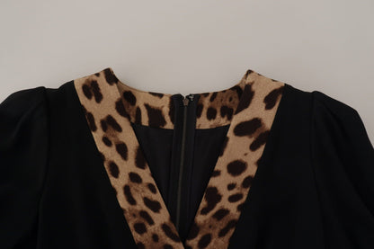 Dolce & Gabbana Black Leopard A-line Knee Length Dress