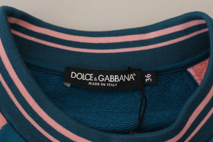 Dolce & Gabbana Blue Pink Queen Sequin Crystal Sweater