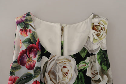 Dolce & Gabbana Multicolor Floral Sheath Midi Silk Dress