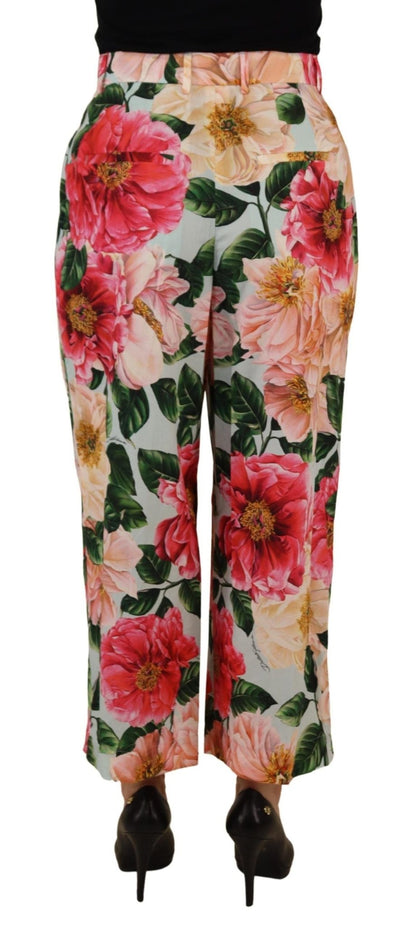 Dolce & Gabbana Multicolor Flora Printed High Waist Cropped Trouser Pants